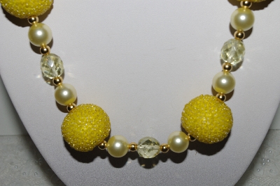 +MBAHB #003-280  "One Of A Kind Yellow Bead Necklace & Earring Set"