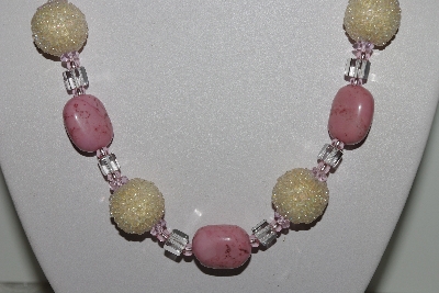 +MBAHB #003-207  "One Of A Kind Pink Bead & Gemstone Necklace & Earring Set"