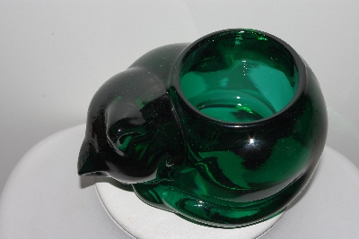 +MBAHB #003-085  "Beautiful Green Glass cat Candle Holder"