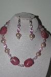 +MBAHB #009-207  "One Of A Kind Pink Gemstone & Bead Necklace & Earring Set"