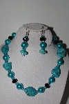 +MBAHB #009-180  "One Of A Kind Blue Bead Necklace & Earring Set"