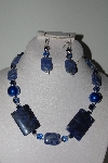 +MBAHB #009-175  One Of A Kind Blue Gemstone & Bead Necklace & Earring Set"