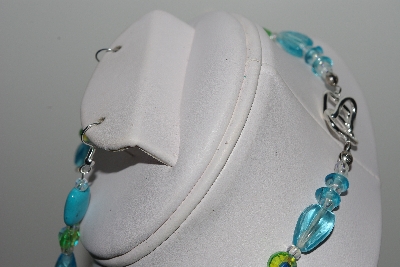 +MBAHB #009-155  "One Of A Kind Blue & Green Bead Necklace & Earring Set"