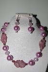 +MBAHB #009-143  "One Of A Kind Purple & Pink Bead Necklace & Earring Set"