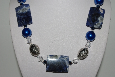 +MBAHB #009-132  "One Of A Kind Blue Bead Necklace & Earring Set"