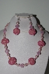 +MBAHB #009-127  "One Of A Kind Pink Bead Necklace & Earring Set"