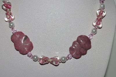 +MBAHB #009-105  "One Of A Kind Pink Bead Necklace & Earring Set"