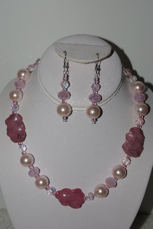 +MBAHB #009-095  "One Of A Kind Pink Bead Necklace & Earring Set"