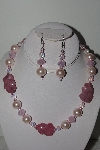 +MBAHB #009-095  "One Of A Kind Pink Bead Necklace & Earring Set"
