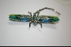 +Artist  Marked "Janus" Crystal And Enameled  Green Dragon Fly  Pin/Pendant