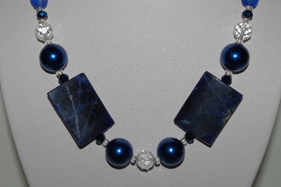 +MBAHB #009-080  "One OF A Kind Blue Bead Necklace & Earring Set"