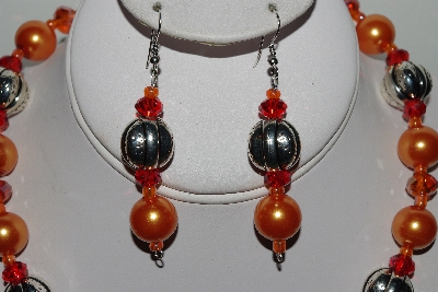 +MBAHB #009-075  "One Of A Kind Orange Bead Necklace & Earring Set"