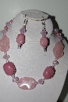 +MBAHB #009-055  "One Of A Kind Pink Bead Necklace & Earring Set"