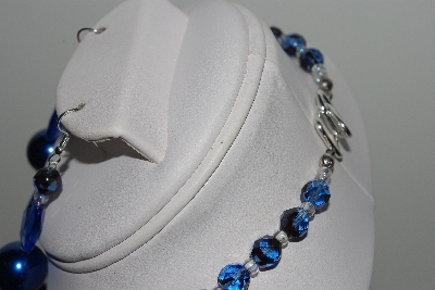 +MBAHB #009-045  "One Of A Kind Blue Bead Necklace & Earring Set"
