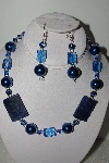 +MBAHB #009-045  "One Of A Kind Blue Bead Necklace & Earring Set"