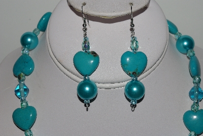 +MBAHB #009-039  One Of A Kind Blue Bead Necklace & Earring Set"