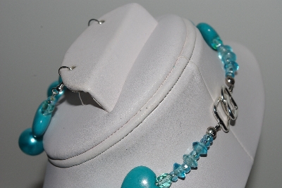 +MBAHB #009-039  One Of A Kind Blue Bead Necklace & Earring Set"