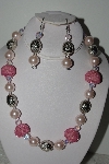 +MBAHB #009-018  "One Of A Kind Pink Bead Necklace & Earring Set"