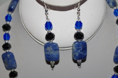 +MBAHB #013-190  "One Of A Kind Lapis Gemstone & Bead Necklace & Earring Set"