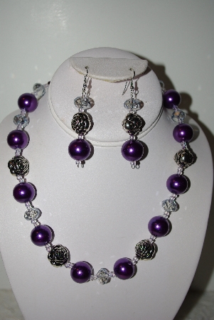 +MBAHB #013-185  "One Of a Kind Purple Bead Necklace & Earring Set"