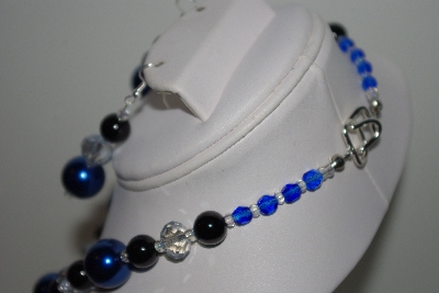 +MBAHB #013-093  "One Of A Kind Blue & Black Bead Necklace & Earring Set"