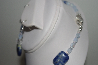 +MBAHB #013-180  "One Of A Kind Lapis & Cystal Quartz Bead Necklace & Earring Set"