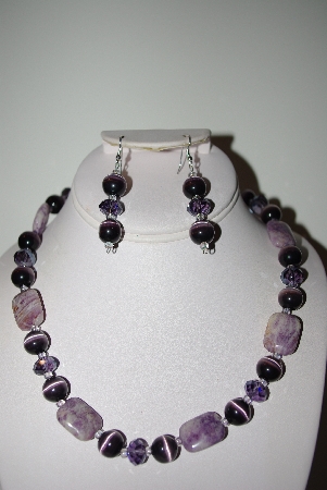 +MBAHB #013-083  "One Of A Kind Purple Bead Necklace & Earring Set"