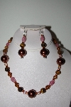 +MBAHB #013-155  "One Of A Kind Brown  Bead & Tiger Eye Necklace & Earring Set"