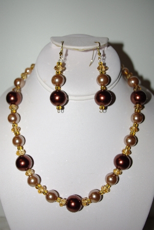 +MBAHB #013-017 "Brown Bead Necklace & Earring Set"