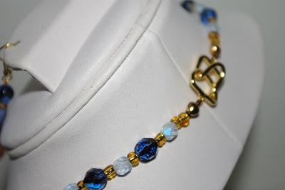 +MBAHB #013-007  "One Of A Kind Blue Bead Necklace & Earrings Set"