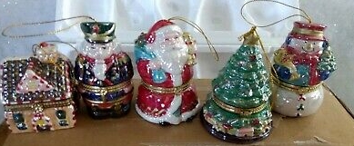 +MBAMG #24-243  "Set Of 5 Mr. Christmas Porcelain Music Ornament Collection"