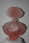 +MBAMG #24-013  "Large Beautiful Pink Frosted Glass Cherub Perfume Bottle With Stopper"