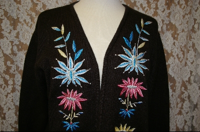 +MBA #8057  "Victor Costa Floral Embroidered Sweater Coat