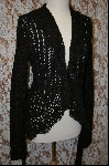 +MBA #8059  "Moda International Black Crochet Look Tie Front Cardigan