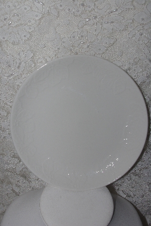 +MBAMG #003-233   "Set Of 4 White Ceramic Poinsettia Pattern Toast Plates"