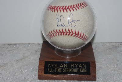+MBAMG #003-127  "Nolan Ryan All-Time Strikeout King Autographed Baseball With Display Case"
