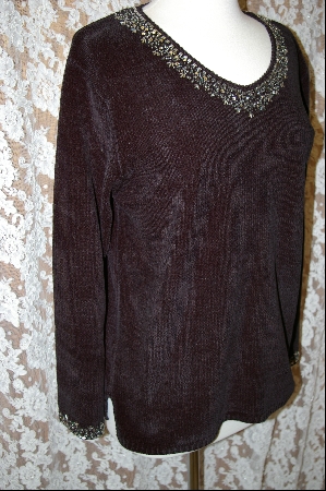 +MBA  "Stitches In Time Black Embelished Chenille Sweater