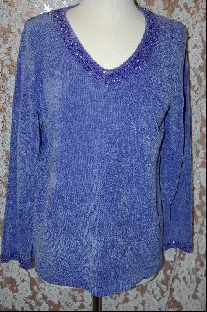 +MBA  "Stitches In Time Lavender Embelished Chenille Sweater