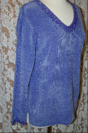 +MBA  "Stitches In Time Lavender Embelished Chenille Sweater