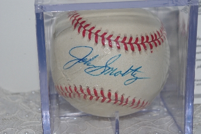 +MBAMG #018-004  "1990's John Smoltz Autographed Baseball In Cube With Certificate"