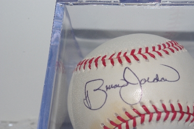 +MBAMG #018-030  "1990's Brian Jordan Autographed Baseball In Cube"