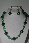 +MBAMG #018-168  "One Of A Kind Green Bead Necklace & Earring Set"
