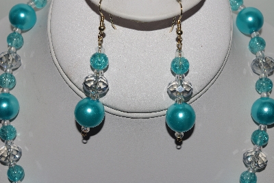 +MBAMG #018-137  "One Of A Kind Blue Bead Necklace & Earring Set"