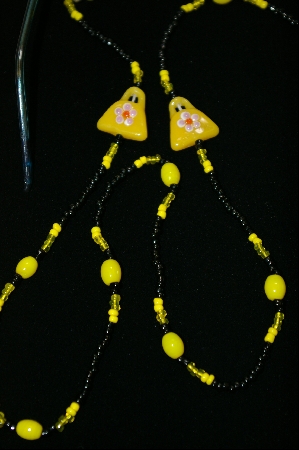+MBA #443  "Yellow Glass Purses & Black & Yellow Glass Beads