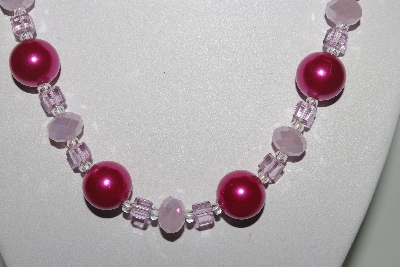 +MBAMG #018-124  "One Of A Kind Pink Bead Necklace & Earring Set"