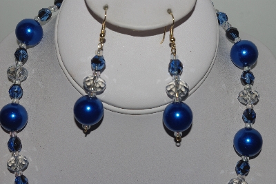 +MBAMG #018-103  "One Of A Kind Blue Bead Necklace & Earring Set"