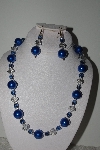 +MBAMG #018-103  "One Of A Kind Blue Bead Necklace & Earring Set"