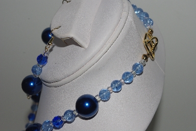 +MBAMG #018-095  "One Of A Kind Blue Bead Necklace & Earring Set"