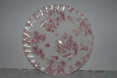 +MBAMG #019-065  Set Of 4    "Queens China Pink Chelsea Toile Dinner Plate"