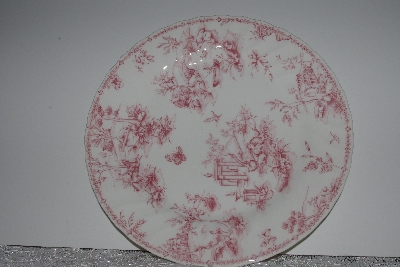 +MBAMG #019-065  Set Of 4    "Queens China Pink Chelsea Toile Dinner Plate"